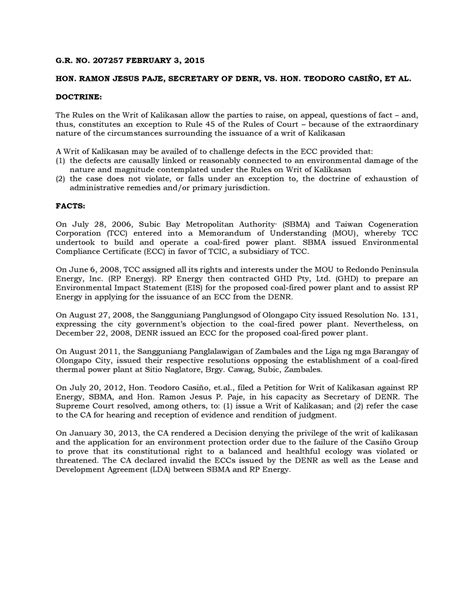 denr vs casino case digest - G.R. No. 207527 Paje vs Casiño .